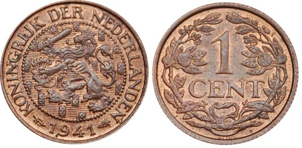 1 cent 1937-1941 wilhelmina34