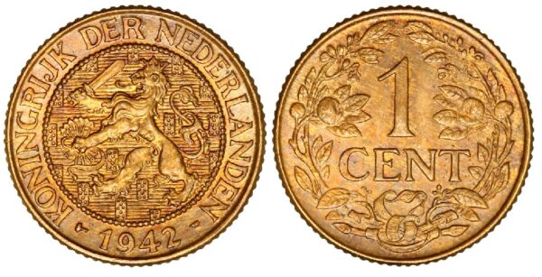 1 cent 1942 pp wilhelmina