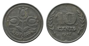 10 cent 1943  PR/XF  zink