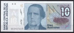 10 australes 1985-89  P 325-b  UNC