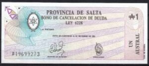 1 Austral 1986 Prov. De Salta  P S2612 UNC
