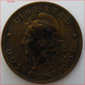 2 Centavos 1891  KM 33  PR/XF
