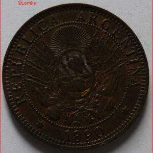 2 Centavos 1890 KM 33 XF+