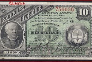 10 Centavos 1884  P 6(3)  ZFR+