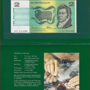 2 dollar  P43-e  1985  UNC  in folder