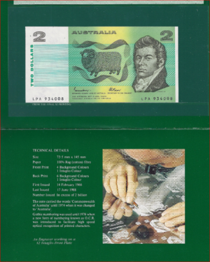 2 dollar  P43-e  1985  UNC  in folder