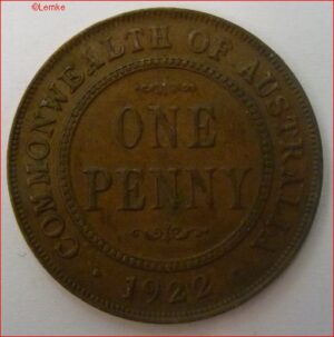 One Penny 1922  KM 23  UNC  RARE!!