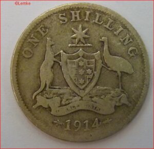 One Shilling 1914  KM 26  ZFR-