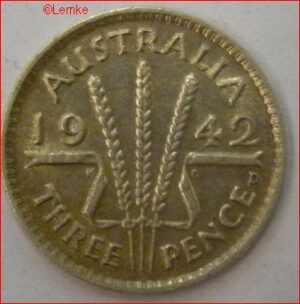 3 Pence 1942D  KM 37  XF