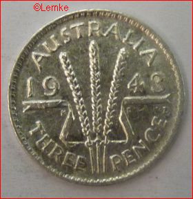 3 Pence 1943D KM 37 ZFR+