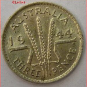 3 Pence 1944S KM 37 XF+