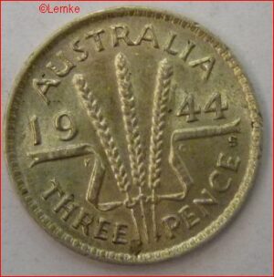 3 Pence 1944S  KM 37  XF+