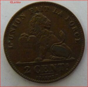 2 Centimes 1909  KM 35.1  PR/XF