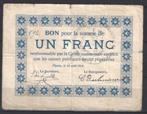 Belgie  Notgeld Pipaix  1914  ZFr