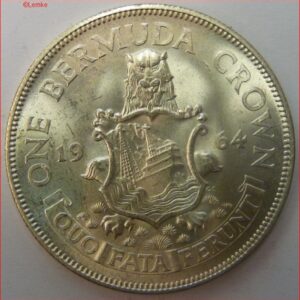 One Crown 1964  KM 14  UNC  Zilver