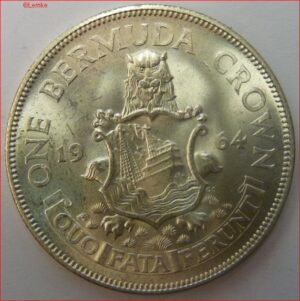 One Crown 1964  KM 14  UNC  Zilver