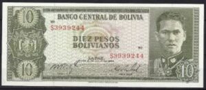 10 pesos bolivianos 1952  P 154-a17  UNC