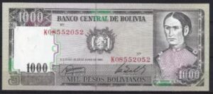 1000 peso bolivianos 1982  P 167-a3  UNC