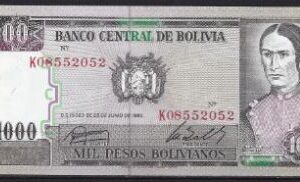 1000 peso bolivianos 1982  P 167-a3  UNC