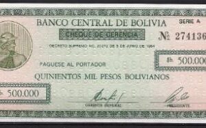 500.000 pesos bolivianos 1984  P 189  UNC