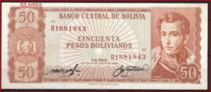 50 Pesos Bolivianos 1962  P 162-a13  PR/XF