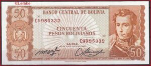 50 Pesos Bolivianos 1962  P 162-a20  UNC