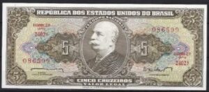 5 cruzeiros 1962  P 176-a  UNC