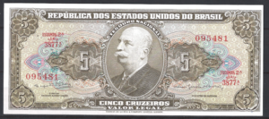 5 Cruzeiros 1962-64 P 176-d PR/XF