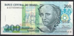 200 Cruzeiros 1990 P 229 UNC
