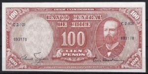 100 pesos 1961  P 127-b  UNC