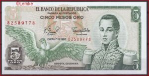 5 Pesos Oro jan. 1980 P 406-f UNC