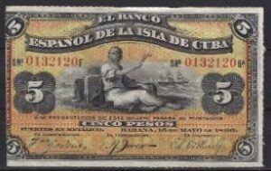 5 pesos 1896  P 48-b  UNC