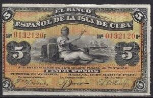 5 pesos 1896  P 48-b  UNC