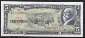 5 pesos 1960  P 91-c  UNC