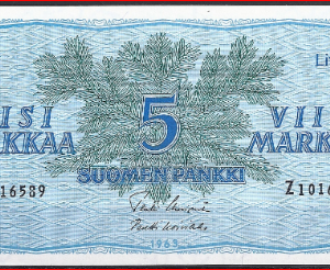 5 markka P106A-a 1963  UNC