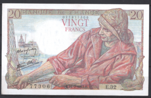 20 franc P100-a1 1942B Pr+