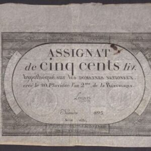 assignat 5 cent  P A77  1794  ZFr