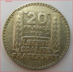 KM 879  20 Francs 1929  ZFR
