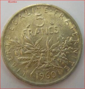 KM 926  5 Francs 1960  UNC-