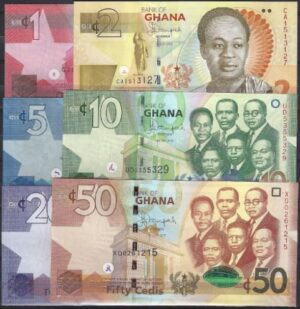 1, 2, 5, 10, 20 en 50 Cedis 2015  P 37A-42  UNC