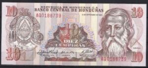 10 lempiras 1989  P 70-a  UNC