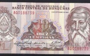 10 lempiras 1989  P 70-a  UNC