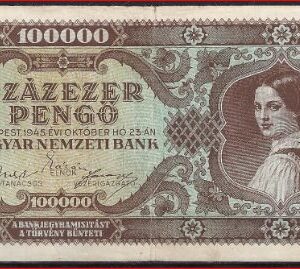 100000 pengo  P121-a  1945  ZFr+