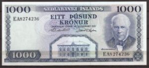 1000 kronur  P46-a  1961  UNC