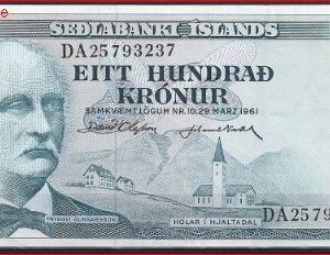 100 kronur  P44-a7 (38)  1967/1986  aUNC