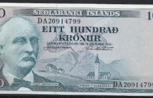 100 kronur  P44-a4  1961  UNC
