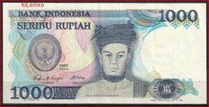 1.000 Rupiah 1987 P 124-a PR/XF