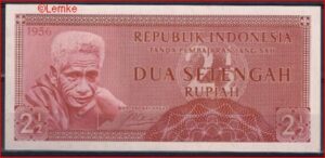 2 1/2 Rupiah 1956 P 75 UNC