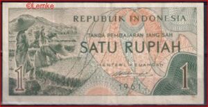 1 Rupiah 1961 P 78 PR/XF