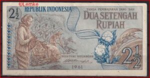 2 1/2 Rupiah 1961 P 79 PR/XF